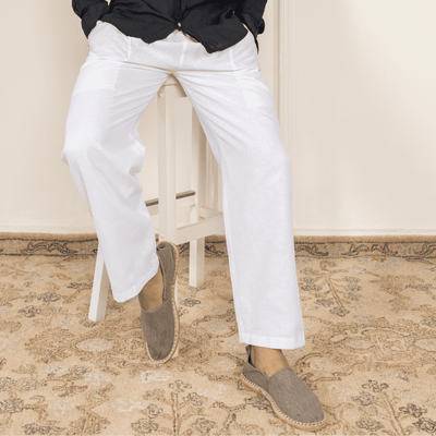 Men's Lounge Pant | White | Fits Waist Size 28" to 36" – Mens Pyjama on Brown Living™. SKU: AT0010 - White. Img 2.
