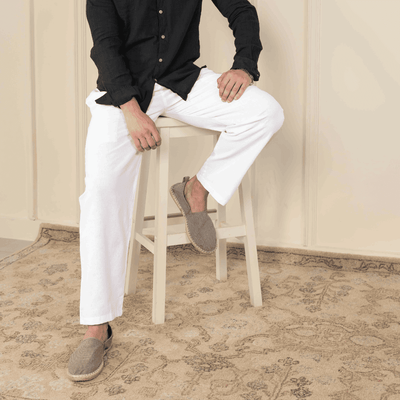 Men's Lounge Pant | White | Fits Waist Size 28" to 36" – Mens Pyjama on Brown Living™. SKU: AT0010 - White. Img 6.