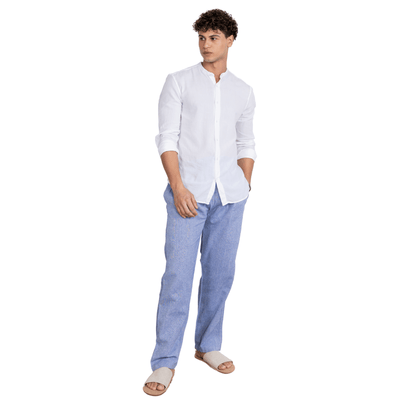 Men's Lounge Pants | Blue | Fits Waist Size 28" to 36" – Mens Pyjama on Brown Living™. SKU: AT01031. Img 5.