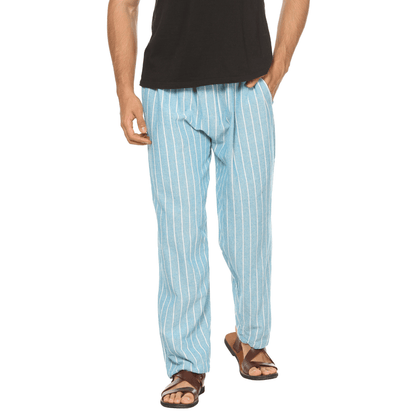 Men's Lounge Pants | Blue Stripes | Fits Waist Size 28" to 36" – Mens Pyjama by Hope - House of Pure Eco available on Brown Living™. . SKU: AT01016. Img 4.