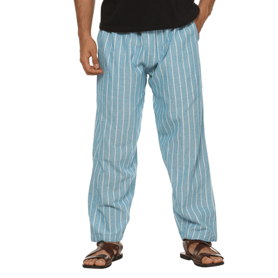 Men's Lounge Pants | Blue Stripes | Fits Waist Size 28" to 36" – Mens Pyjama on Brown Living™. SKU: AT01016. Img 2.