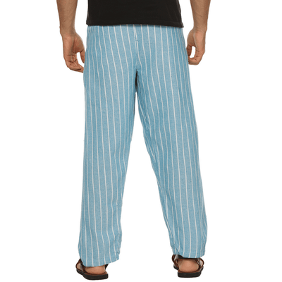 Men's Lounge Pants | Blue Stripes | Fits Waist Size 28" to 36" – Mens Pyjama on Brown Living™. SKU: AT01016. Img 6.