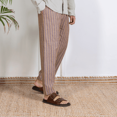 Men's Lounge Pants | Brown Stripes | Fits Waist Size 28" to 36" – Mens Pyjama on Brown Living™. SKU: AT01019. Img 11.