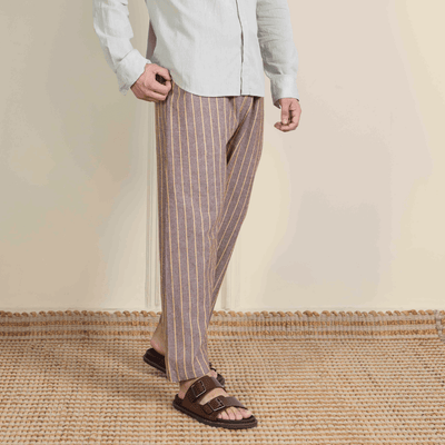 Men's Lounge Pants | Brown Stripes | Fits Waist Size 28" to 36" – Mens Pyjama on Brown Living™. SKU: AT01019. Img 2.