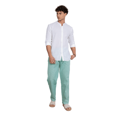 Men's Lounge Pants | Green | Fits Waist Size 28" to 36" – Mens Pyjama on Brown Living™. SKU: AT01037. Img 7.