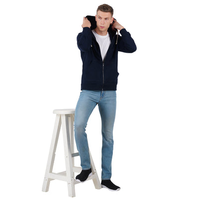 Men’s Navy Zipper Hoodie | Comfortable Everyday Layer – Mens Trousers on Brown Living™. SKU: ARZIKI59-NAVY-M. Img 5.