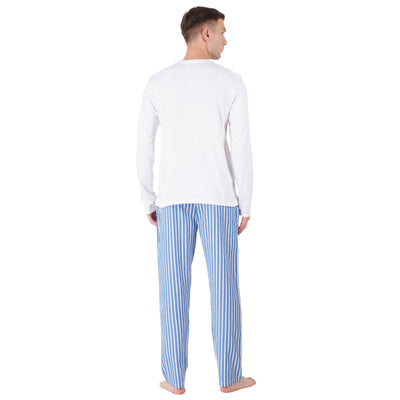 Men’s Nightwear Blue & White Stripe Loungewear Pants – Mens Trousers on Brown Living™. SKU: ARZIKI094-WHITE-M. Img 2.