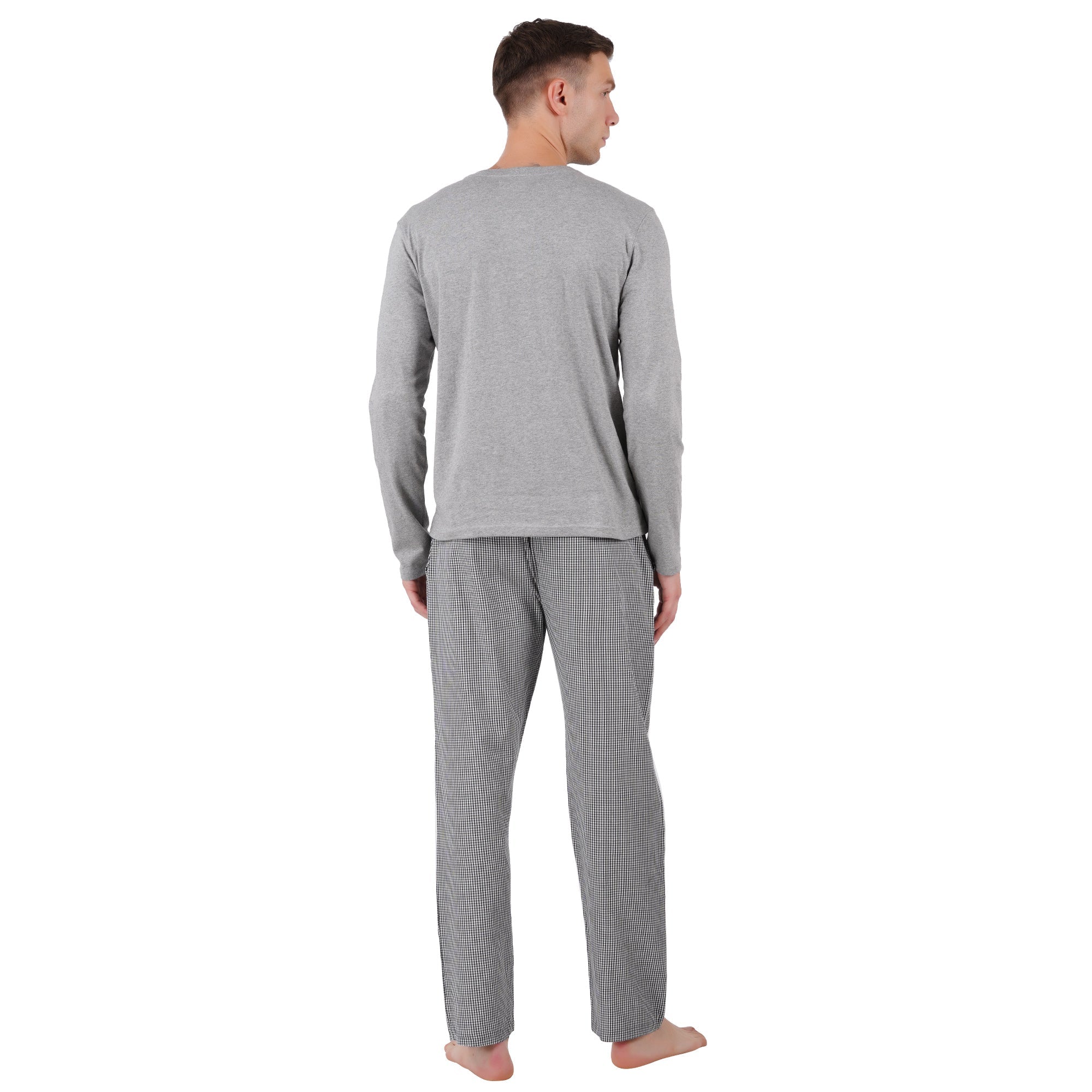 Men’s Nightwear Grey Melange Loungewear Pants – Mens Trousers on Brown Living™. SKU: ARZIKI093-GREYMELANGE-M. Img 2.