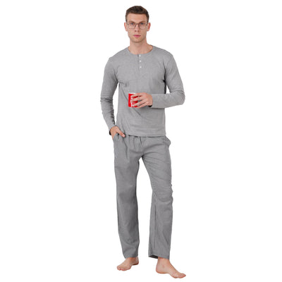 Men’s Nightwear Grey Melange Loungewear Pants – Mens Trousers on Brown Living™. SKU: ARZIKI093-GREYMELANGE-M. Img 4.