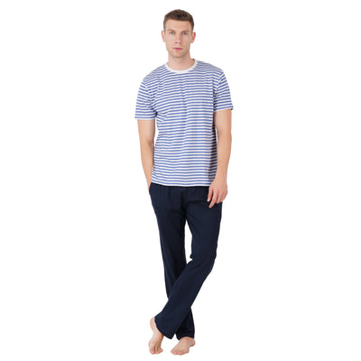 Men’s Nightwear Navy Loungewear Pants – Mens Trousers on Brown Living™. SKU: ARZIKI092-NAVY-M. Img 4.