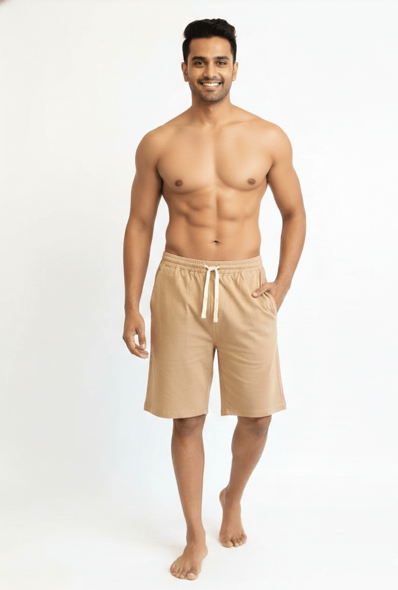 Men's Hemp & Organic Cotton Drawstring Shorts - Bermuda Style, Breathable, Pockets, S-XXL (Blue/Black/Beige/Natural)