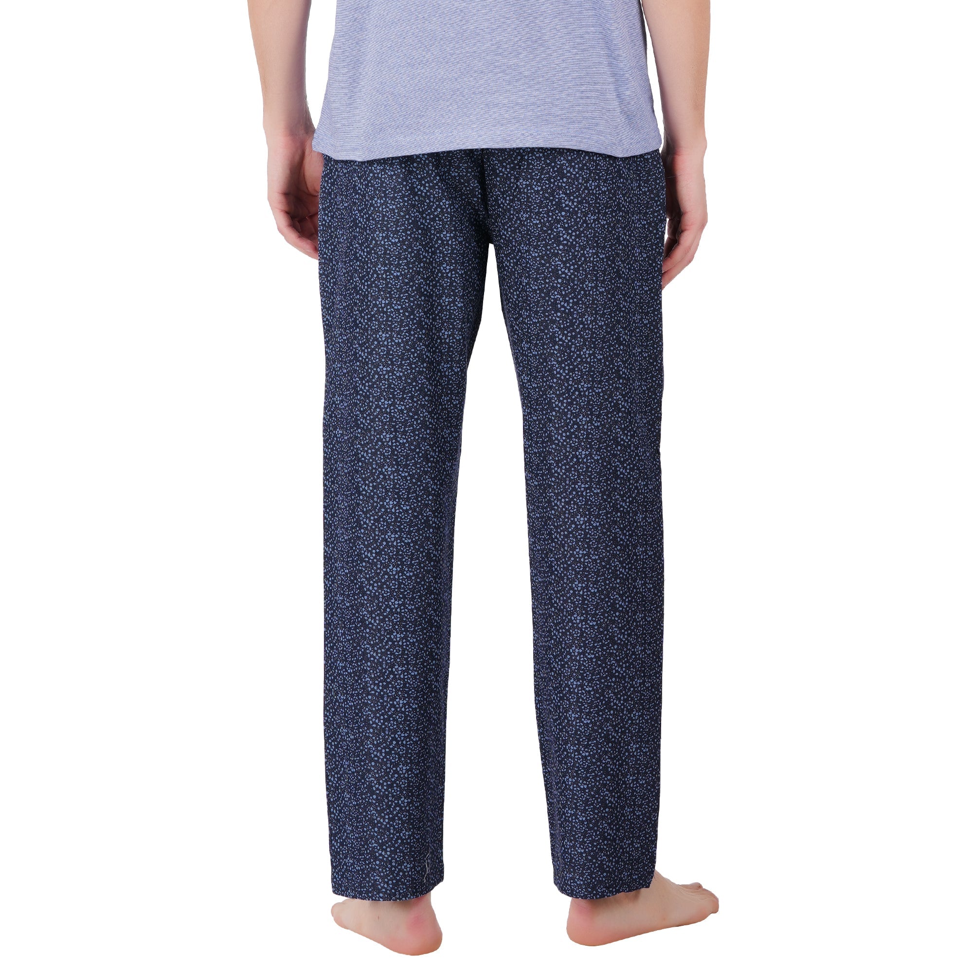Men’s Organic Cotton Navy Nightwear Set | T-Shirt & Printed Pants – Mens Pyjama on Brown Living™. SKU: ARZIKI091-NAVY-M. Img 6.