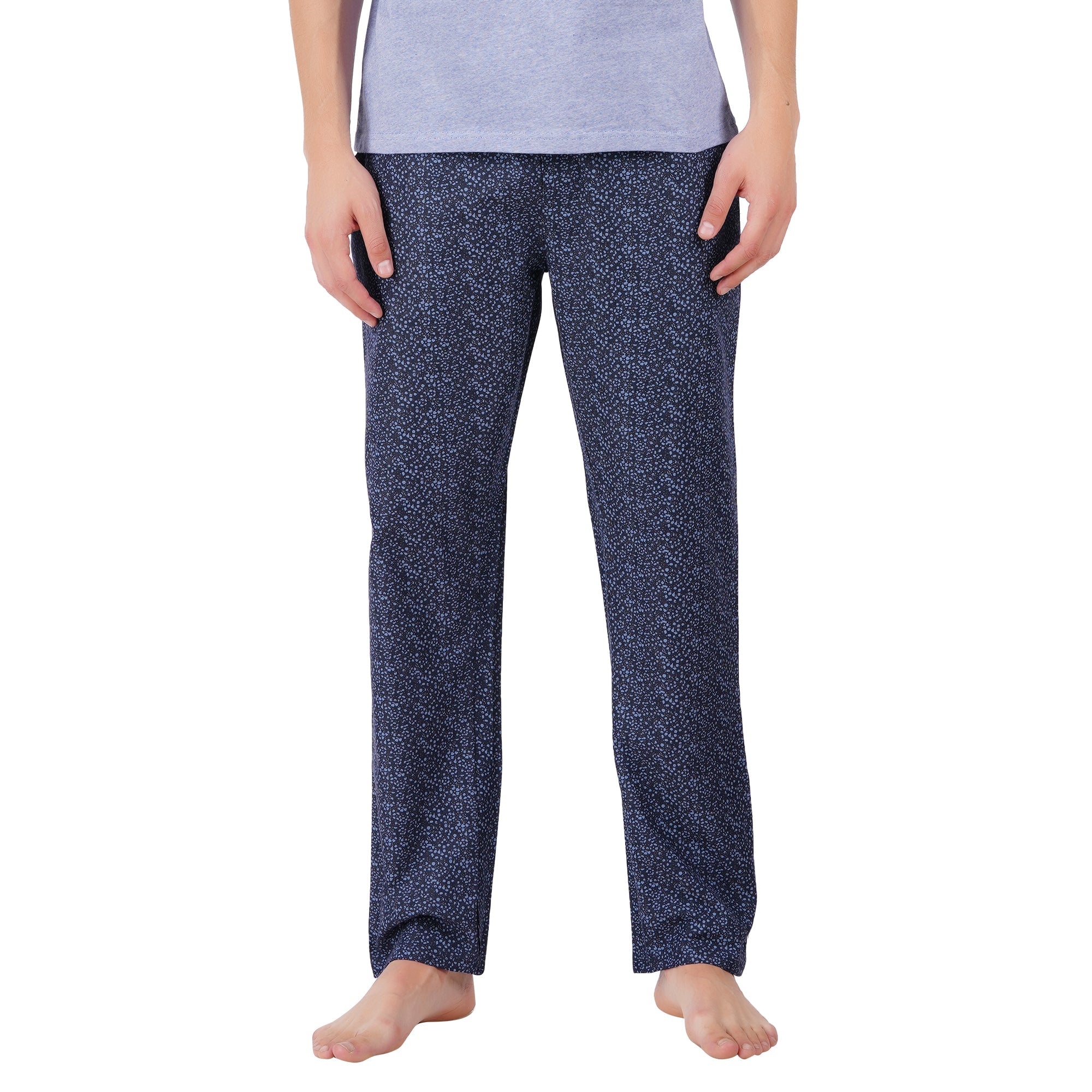 Men’s Organic Cotton Navy Nightwear Set | T-Shirt & Printed Pants – Mens Pyjama on Brown Living™. SKU: ARZIKI091-NAVY-M. Img 5.