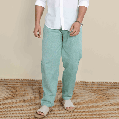 Men's Pyjama Pack of 2 | Blue and Green | Fits Waist Sizes 28" to 36" – Mens Pyjama on Brown Living™. SKU: AT31AT37. Img 4.