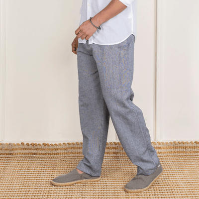 Men's Pyjama Pack of 2 | Cream & Grey | Fits Waist Sizes 28" to 36" – Mens Pyjama on Brown Living™. SKU: AT12AT13. Img 5.