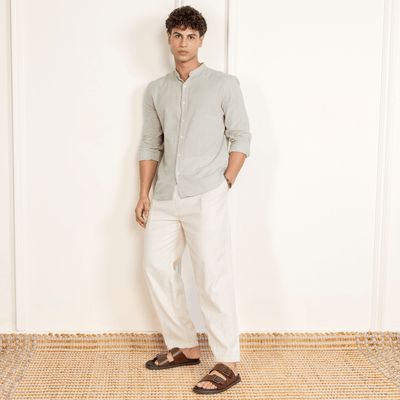 Men's Pyjama Pack of 2 | Cream & Grey | Fits Waist Sizes 28" to 36" – Mens Pyjama on Brown Living™. SKU: AT12AT13. Img 4.