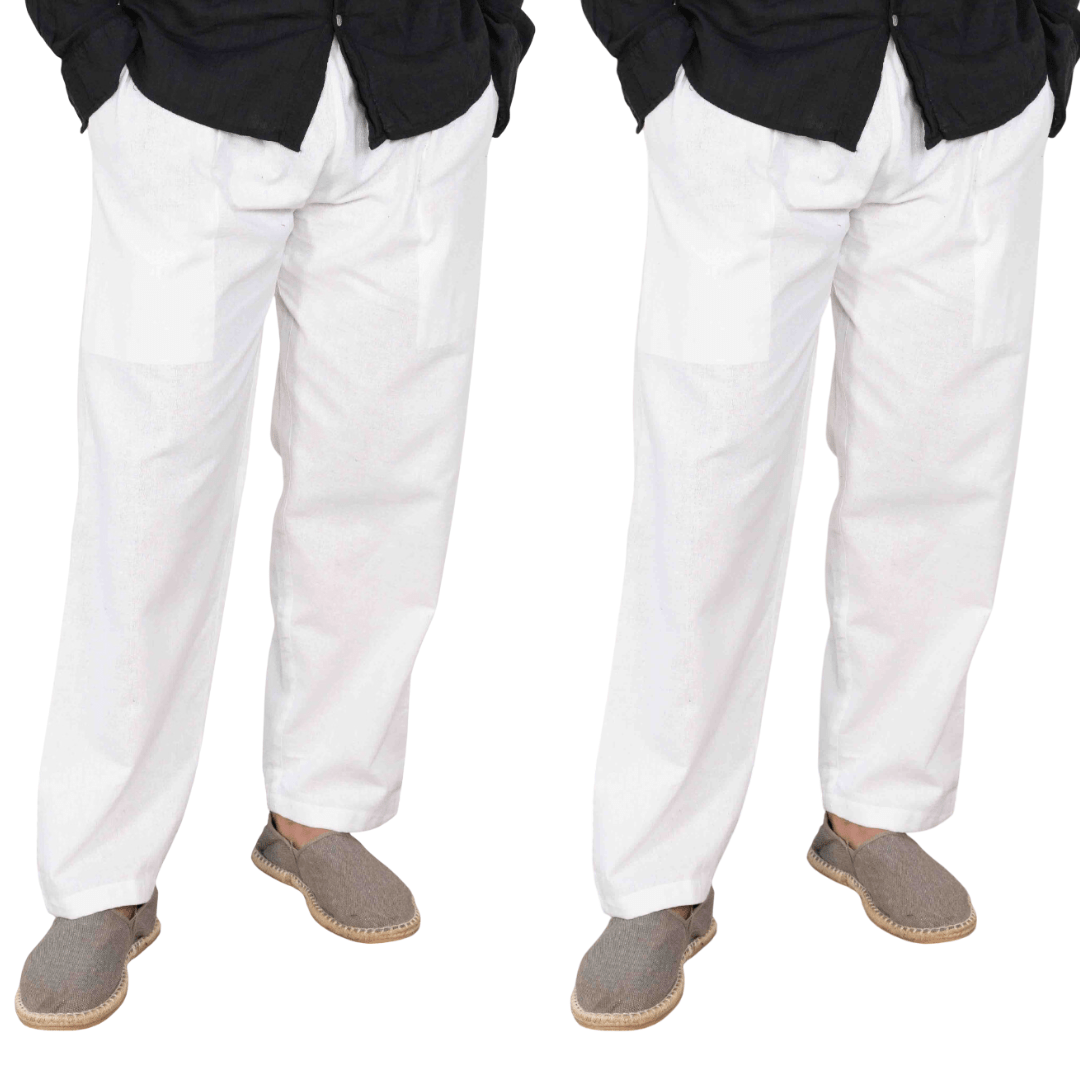 Men's Pyjama Pack of 2 | White & White | Fits Waist Sizes 28" to 36" – Mens Pyjama on Brown Living™. SKU: AT10AT10. Img 1.