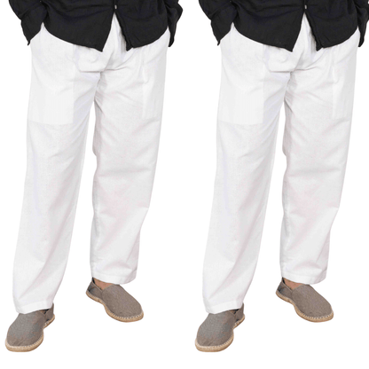 Men's Pyjama Pack of 2 | White & White | Fits Waist Sizes 28" to 36" – Mens Pyjama on Brown Living™. SKU: AT10AT10. Img 1.
