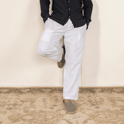 Men's Pyjama Pack of 2 | White & White | Fits Waist Sizes 28" to 36" – Mens Pyjama on Brown Living™. SKU: AT10AT10. Img 4.