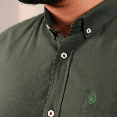 Men’s Rainforest Olive Green Cotton Shirt – Mens Shirt on Brown Living™. SKU: OX - FG - F - S. Img 3.