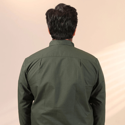 Men’s Rainforest Olive Green Cotton Shirt – Mens Shirt on Brown Living™. SKU: OX - FG - F - S. Img 4.