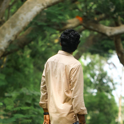 Men's Sandstone Cotton Casual Shirt – Mens Shirt on Brown Living™. SKU: OX - BG - F - S. Img 3.