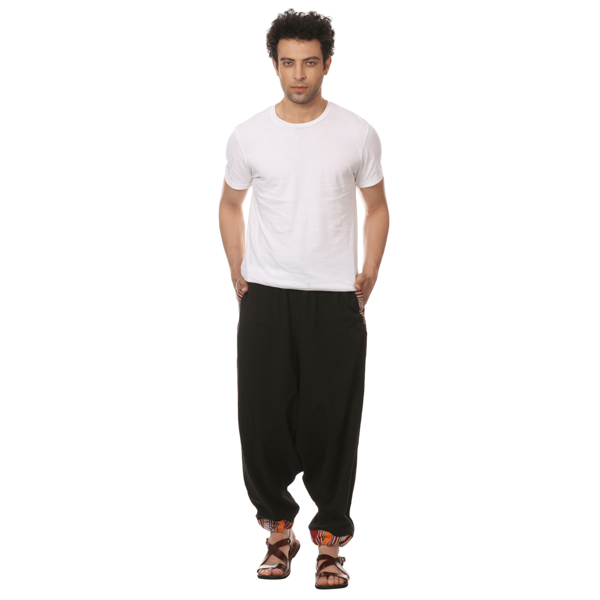 Men's Tribal Harem | Black | Fits Waist Sizes 28 to 36 Inches – Mens Pyjama on Brown Living™. SKU: AT01025ND. Img 7.