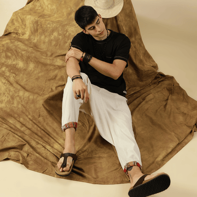 Men's Tribal Harem | Cream | Fits Waist Sizes 28 to 36 Inches – Mens Pyjama on Brown Living™. SKU: AT01022ND. Img 11.