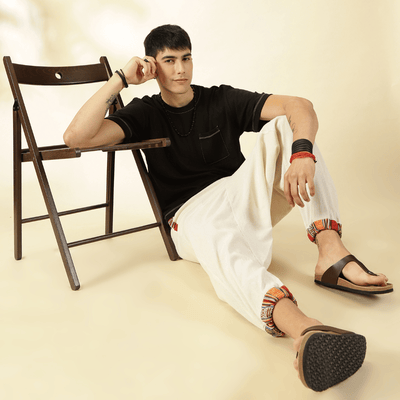 Men's Tribal Harem | Cream | Fits Waist Sizes 28 to 36 Inches – Mens Pyjama on Brown Living™. SKU: AT01022ND. Img 10.