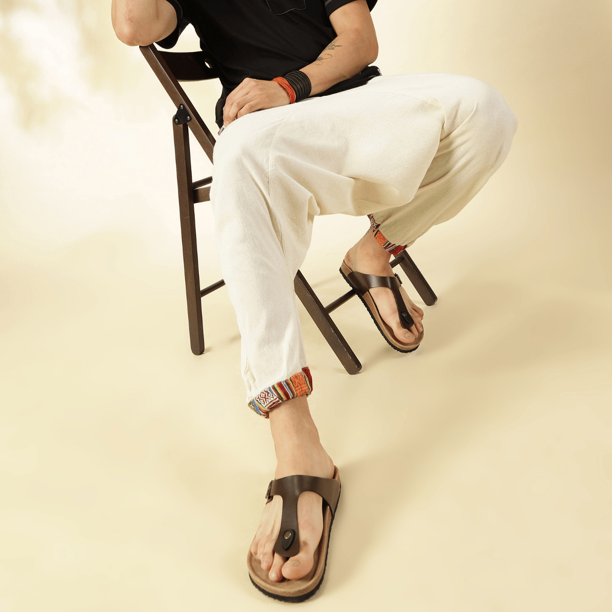 Men's Tribal Harem | Cream | Fits Waist Sizes 28 to 36 Inches – Mens Pyjama by Hope - House of Pure Eco available on Brown Living™. . SKU: AT01022ND. Img 4.