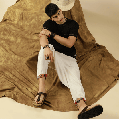 Men's Tribal Harem | Cream | Fits Waist Sizes 28 to 36 Inches – Mens Pyjama by Hope - House of Pure Eco available on Brown Living™. . SKU: AT01022ND. Img 2.