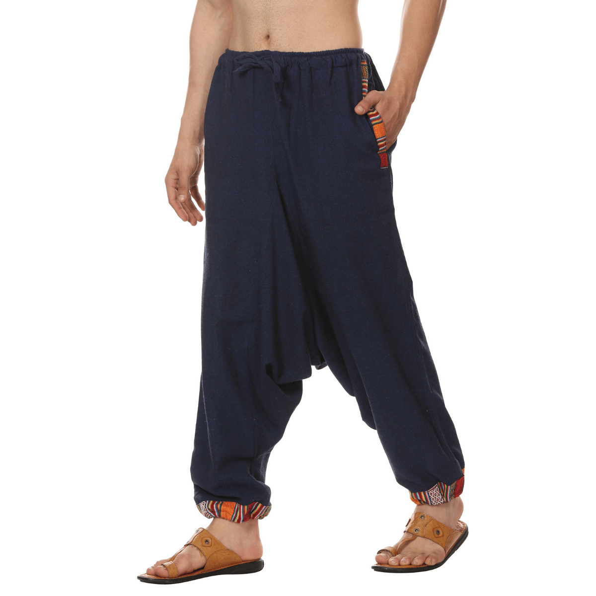 Men's Tribal Harem | Dark Blue | Fits Waist Sizes 28 to 36 Inches – Mens Pyjama on Brown Living™. SKU: AT01021ND. Img 2.