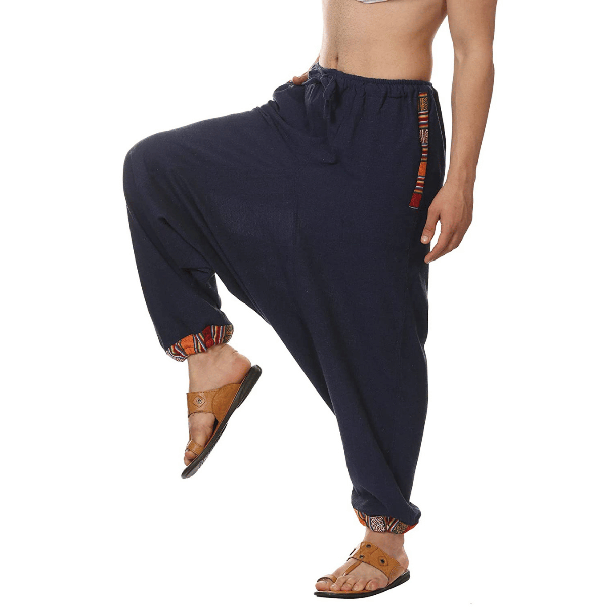 Men's Tribal Harem | Dark Blue | Fits Waist Sizes 28 to 36 Inches – Mens Pyjama on Brown Living™. SKU: AT01021ND. Img 1.