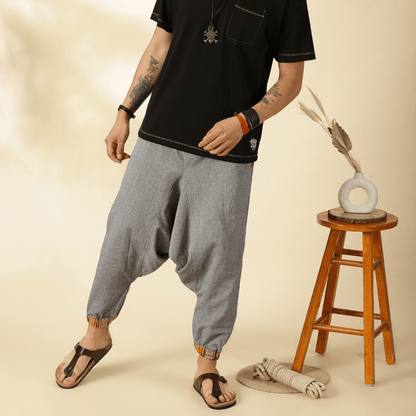 Men's Tribal Harem | Grey | Fits Waist Sizes 28 to 36 Inches – Mens Pyjama by Hope - House of Pure Eco available on Brown Living™. . SKU: AT01023ND. Img 7.