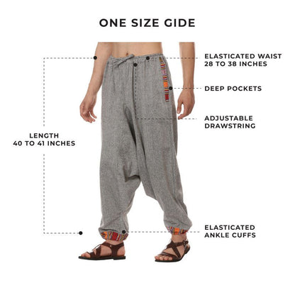 Men's Tribal Harem | Grey | Fits Waist Sizes 28 to 36 Inches – Mens Pyjama by Hope - House of Pure Eco available on Brown Living™. . SKU: AT01023ND. Img 3.
