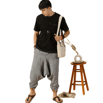 Men's Tribal Harem | Grey | Fits Waist Sizes 28 to 36 Inches – Mens Pyjama on Brown Living™. SKU: AT01023ND. Img 8.