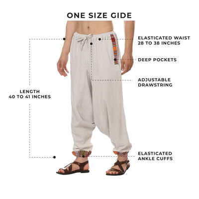 Men's Tribal Harem | Melange Grey | Fits Waist Sizes 28 to 36 Inches – Mens Pyjama on Brown Living™. SKU: AT01027ND. Img 10.