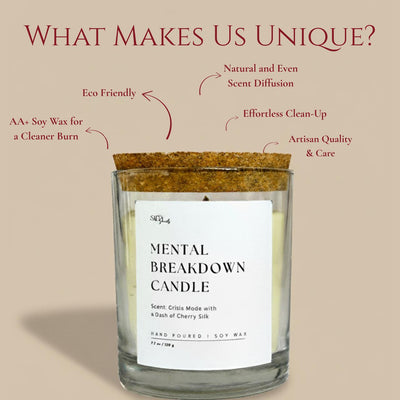 Mental Breakdown Candle - Scented with Cherry Silk – Candles & Fragrances on Brown Living™. SKU: SS-05. Img 2.