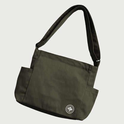 Messenger Tote – Functional Cross Body Cotton Canvas Bag – Tote Bag on Brown Living™. SKU: MES002OG. Img 4.