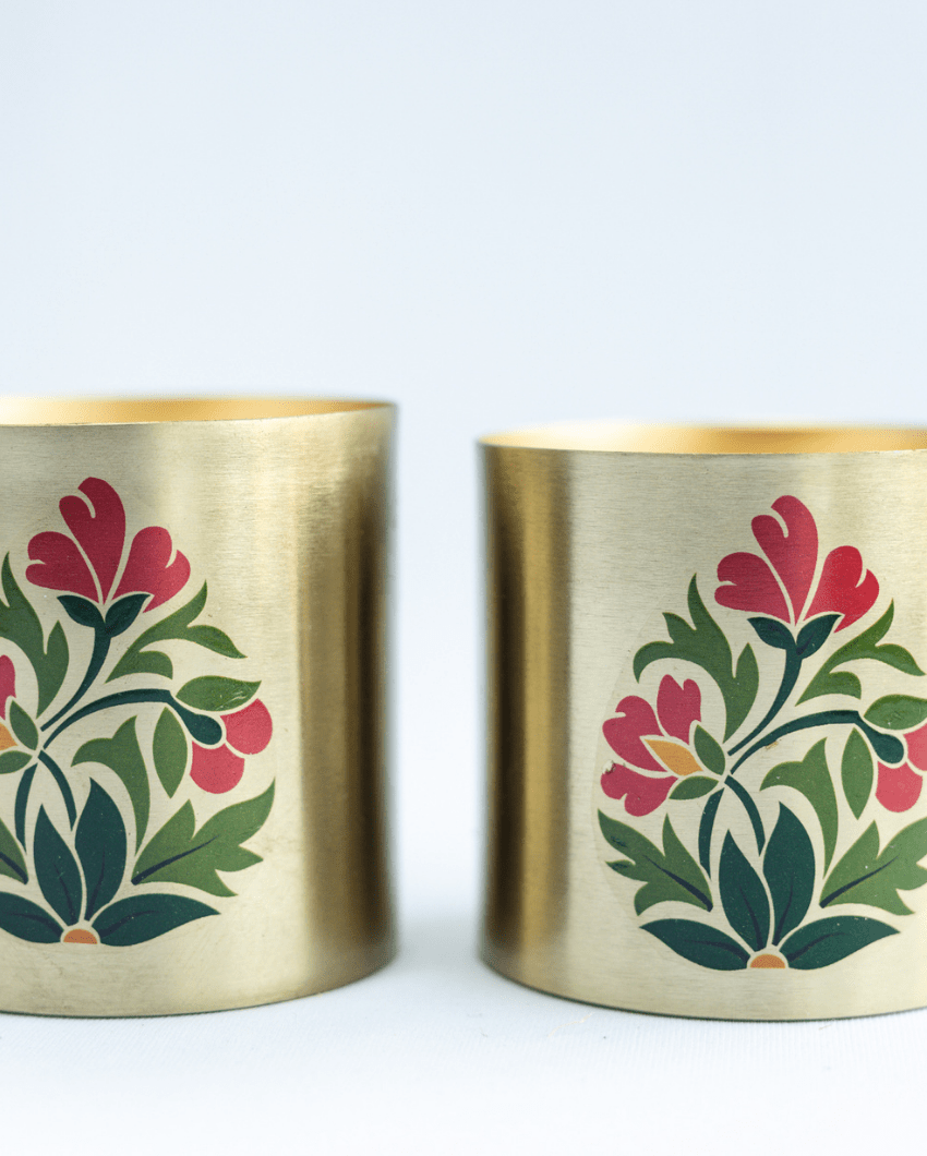 Metallic Jar Candles in Bakul & Parijat Indian Scents - Set of 2 – Candles & Fragrances on Brown Living™. SKU: SN2532. Img 4.