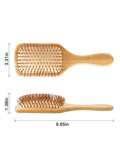 Mid - Size Bamboo Paddle Hairbrush | Travel - Friendly Eco Hairbrush – Hair Brush on Brown Living™. SKU: KOE013-TR. Img 3.
