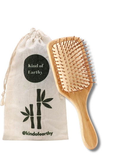 Mid - Size Bamboo Paddle Hairbrush | Travel - Friendly Eco Hairbrush – Hair Brush on Brown Living™. SKU: KOE013-TR. Img 1.