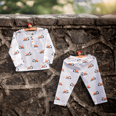 Mighty Bulldozer - Unisex Kids Cotton Nightwear – Kids Pyjamas on Brown Living™. SKU: MITHNW-023-1. Img 3.