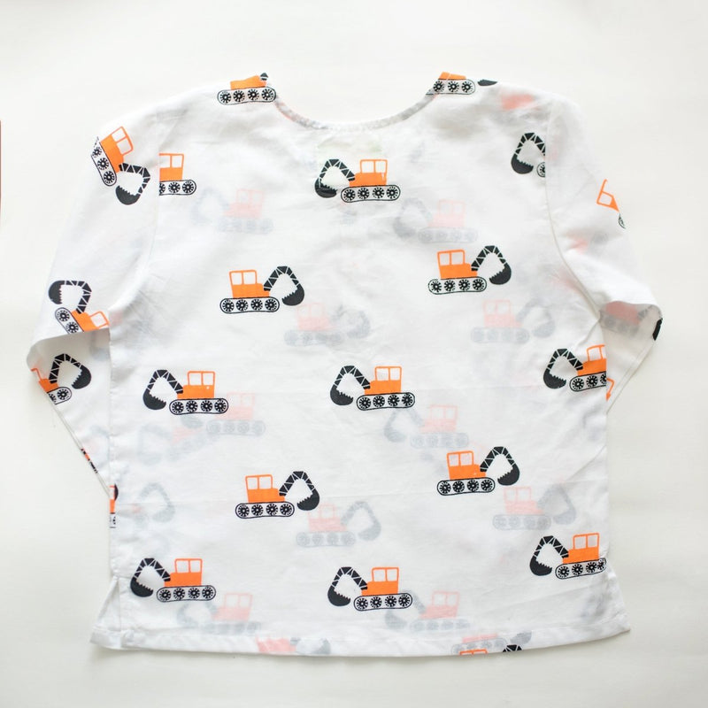 Mighty Bulldozer - Unisex Kids Cotton Nightwear | Verified Sustainable by Brown Living™