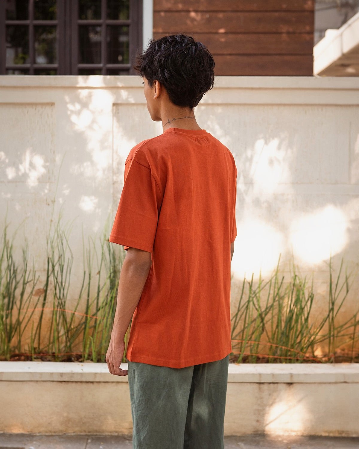 Mindful Living Organic Cotton Rust T-shirt | Sustainable Everyday Tee – Mens T-Shirt on Brown Living™. SKU: PB2512-TSH-MDL-2X. Img 10.