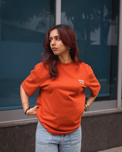 Mindful Living Organic Cotton Rust T-shirt | Sustainable Everyday Tee – Mens T-Shirt on Brown Living™. SKU: PB2512-TSH-MDL-S. Img 7.