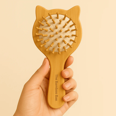 Mini Bamboo Brush | Natural Compact Brush | Eco Friendly | Travel Size – Hair Comb on Brown Living™. SKU: TBB-MB-01-BL. Img 1.