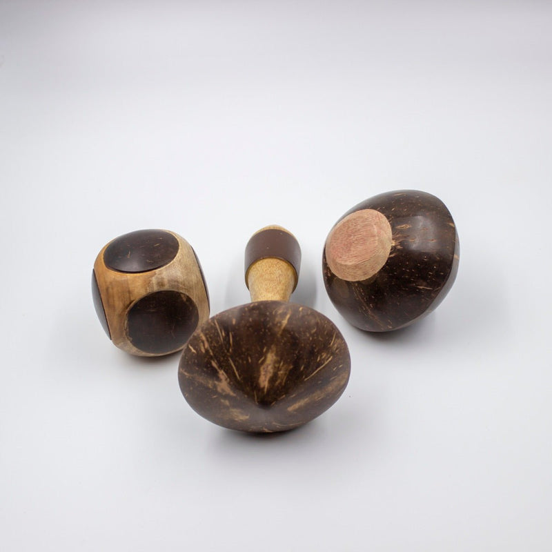 Mini Coconut Shakers Combo of 3 - Round, Square, Eye | Verified Sustainable Musical Instruments on Brown Living™