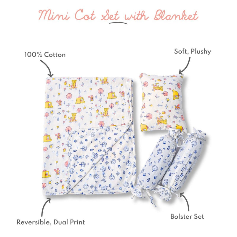 Mini Cot Set with Dohar- Sunny Journey | Verified Sustainable Bedding on Brown Living™