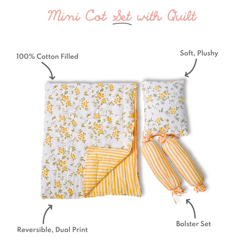 Mini Cot Set with Quilt- Farmland | Verified Sustainable Bedding on Brown Living™